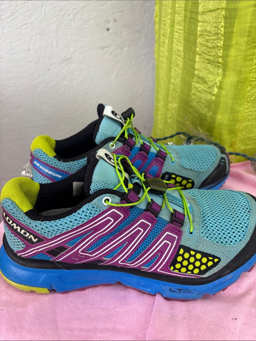 Salomon Women's Teal Purple Trail Runners with Lime Accents